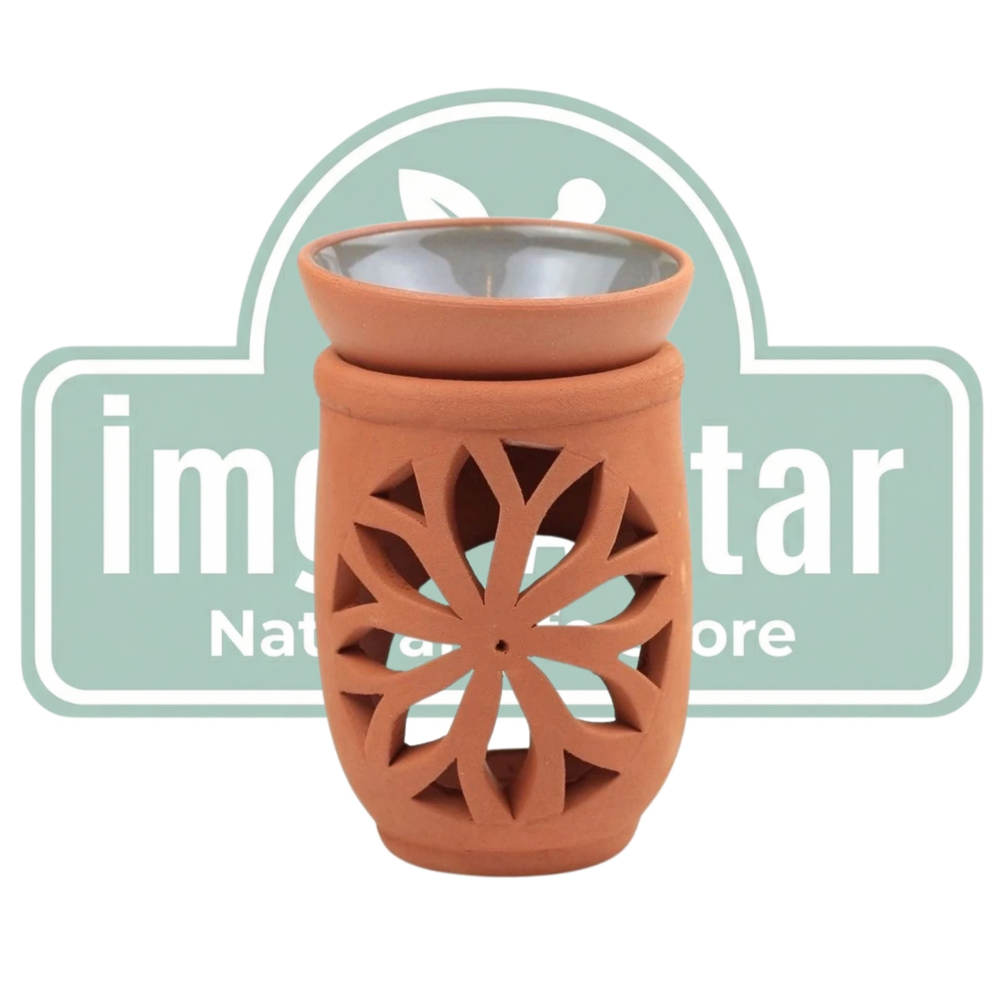 El Yapımı Lotus Desenli Toprak Buhurdanlık Mumluk Dekoratif