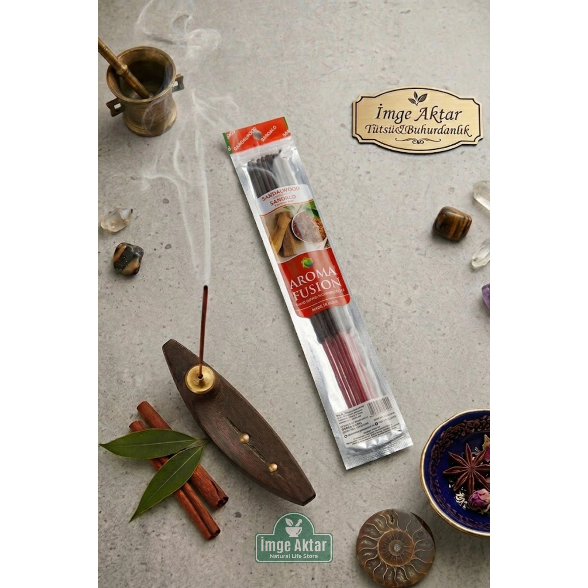 Darshan Aroma Fusion Sandal Ağacı (Sandalwood) El Yapımı 15 Adet Çubuk Tütsü 28 cm