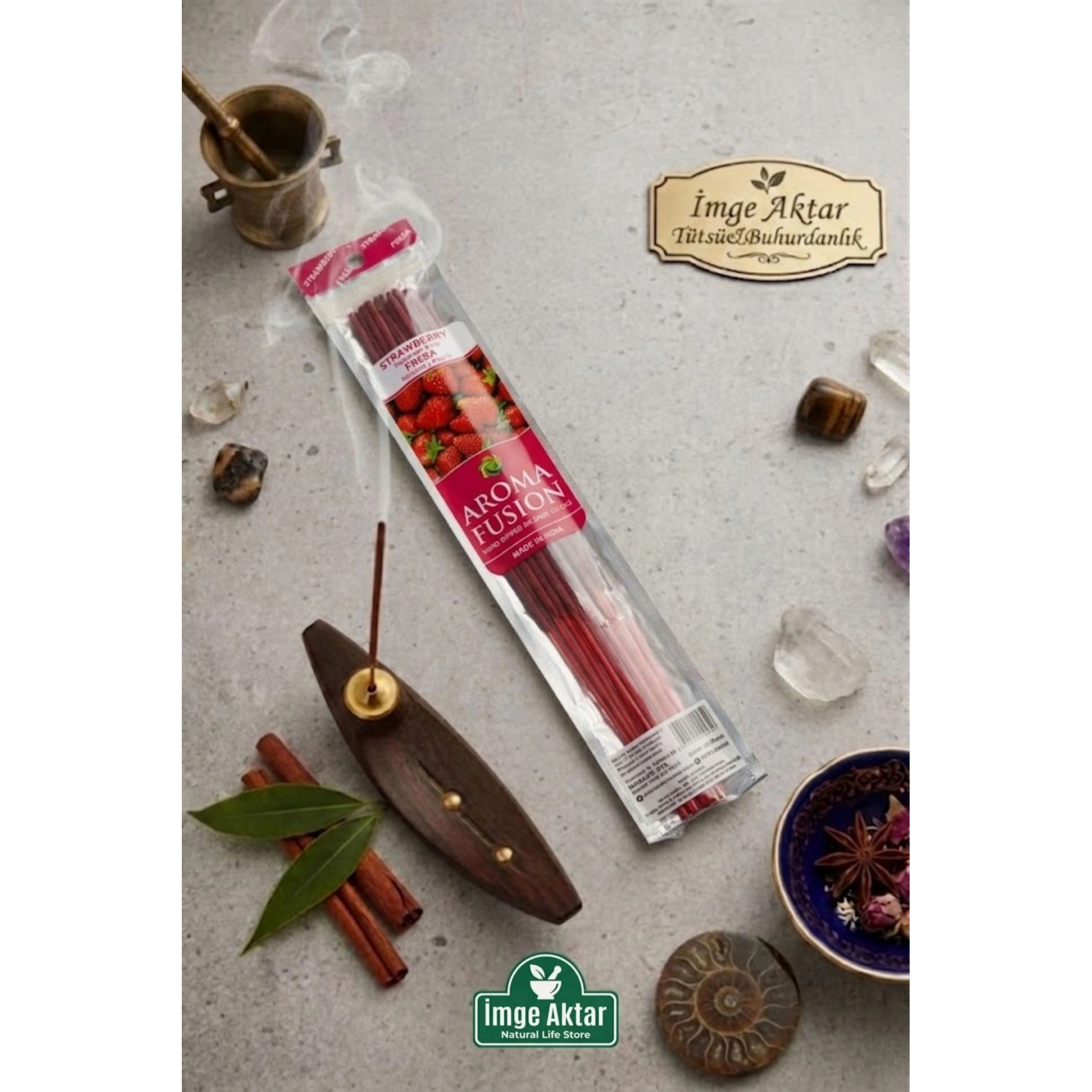 Darshan Aroma Fusion Çilek (Strawberry) El Yapımı 15 Adet Çubuk Tütsü 28 cm