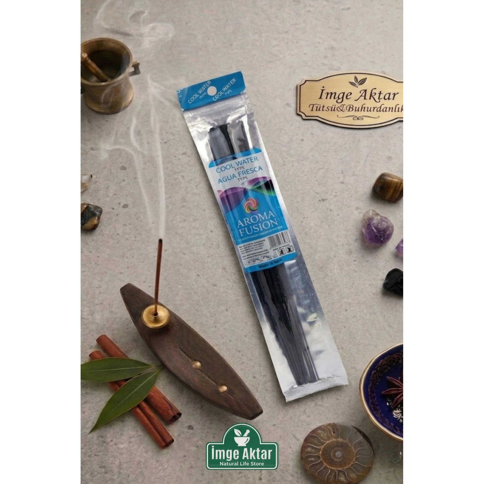 Darshan Aroma Fusion Cool Water Type El Yapımı 15 Adet Çubuk Tütsü 28 cm