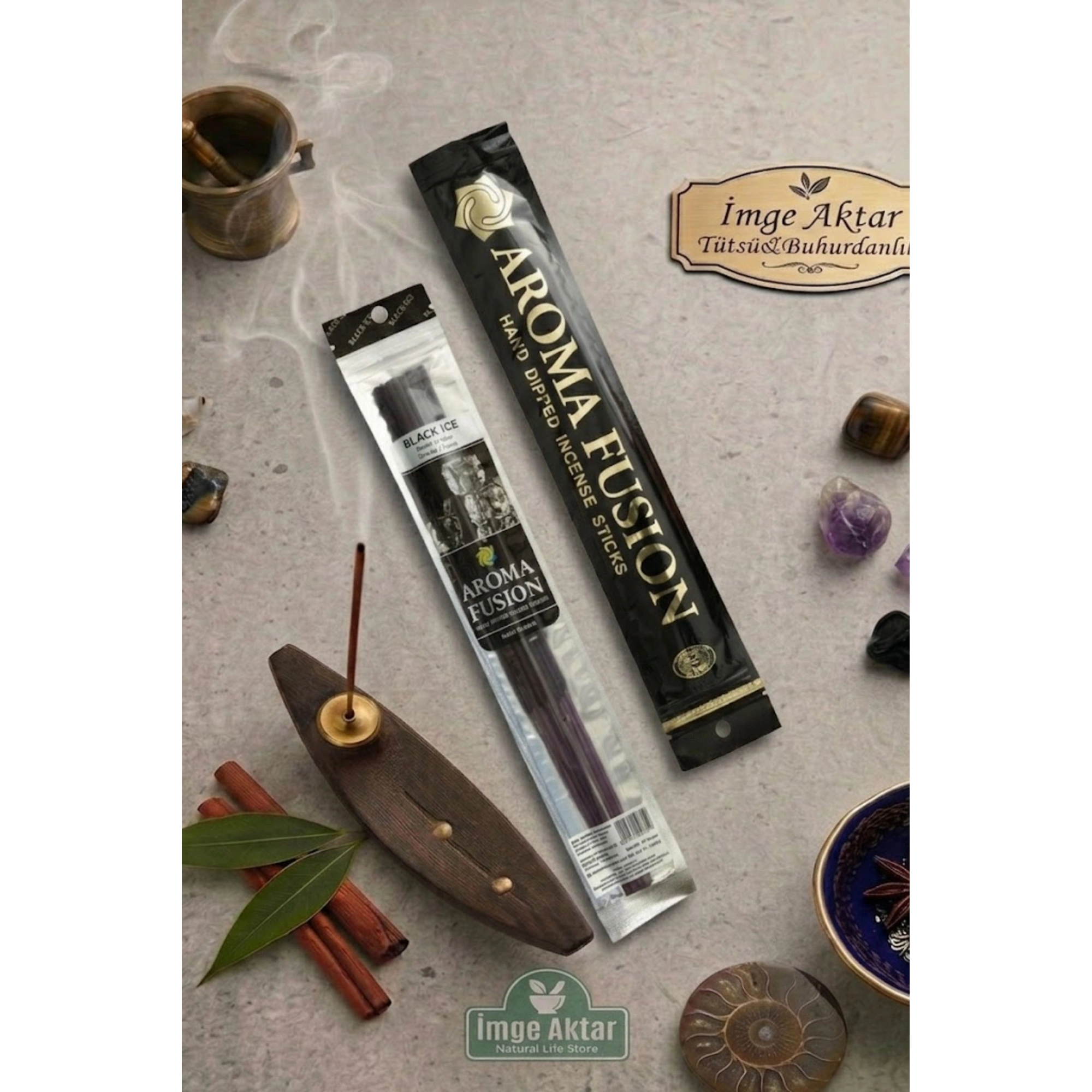 Darshan Aroma Fusion Black Ice (Siyah Buz) El Yapımı 15 Adet Çubuk Tütsü 28 cm