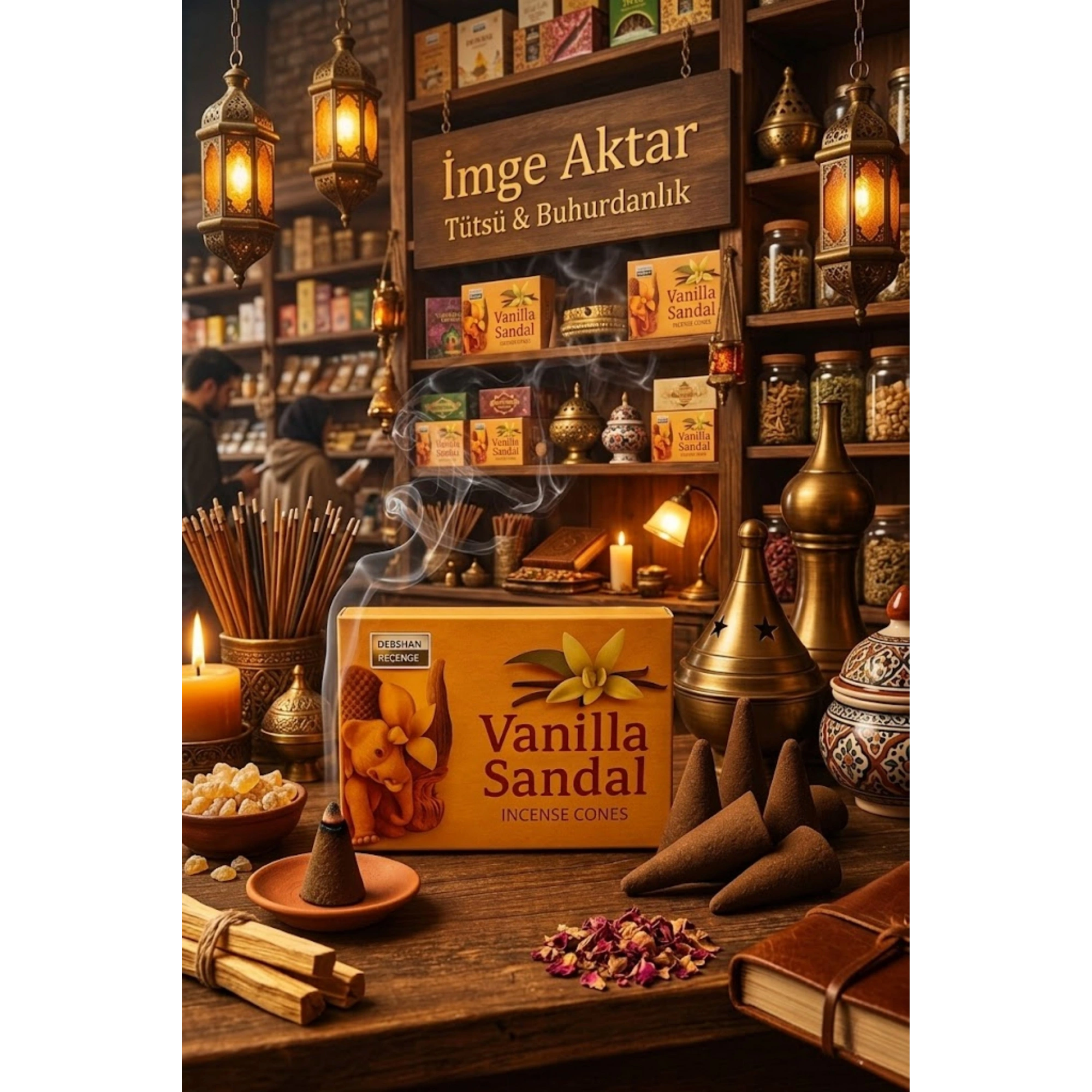 Darshan Vanilya & Sandal Ağacı Konik Tütsü (10 Adet) - Sıcak ve Odunsu