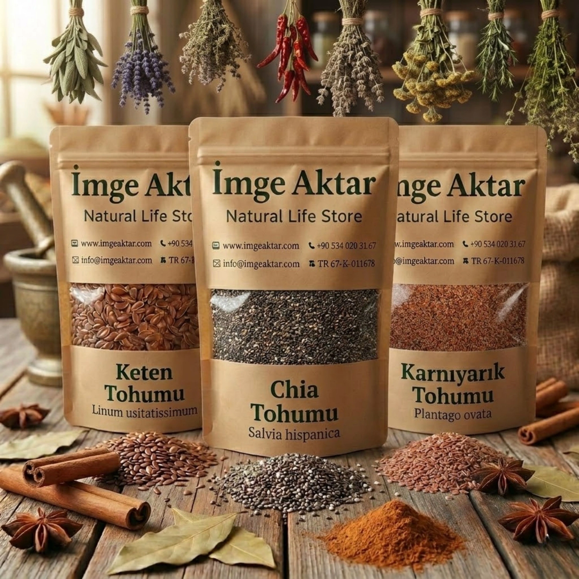 Karnıyarık Tohumu - Chia Tohumu - Keten Tohumu 3lü Set (3x100 gr)