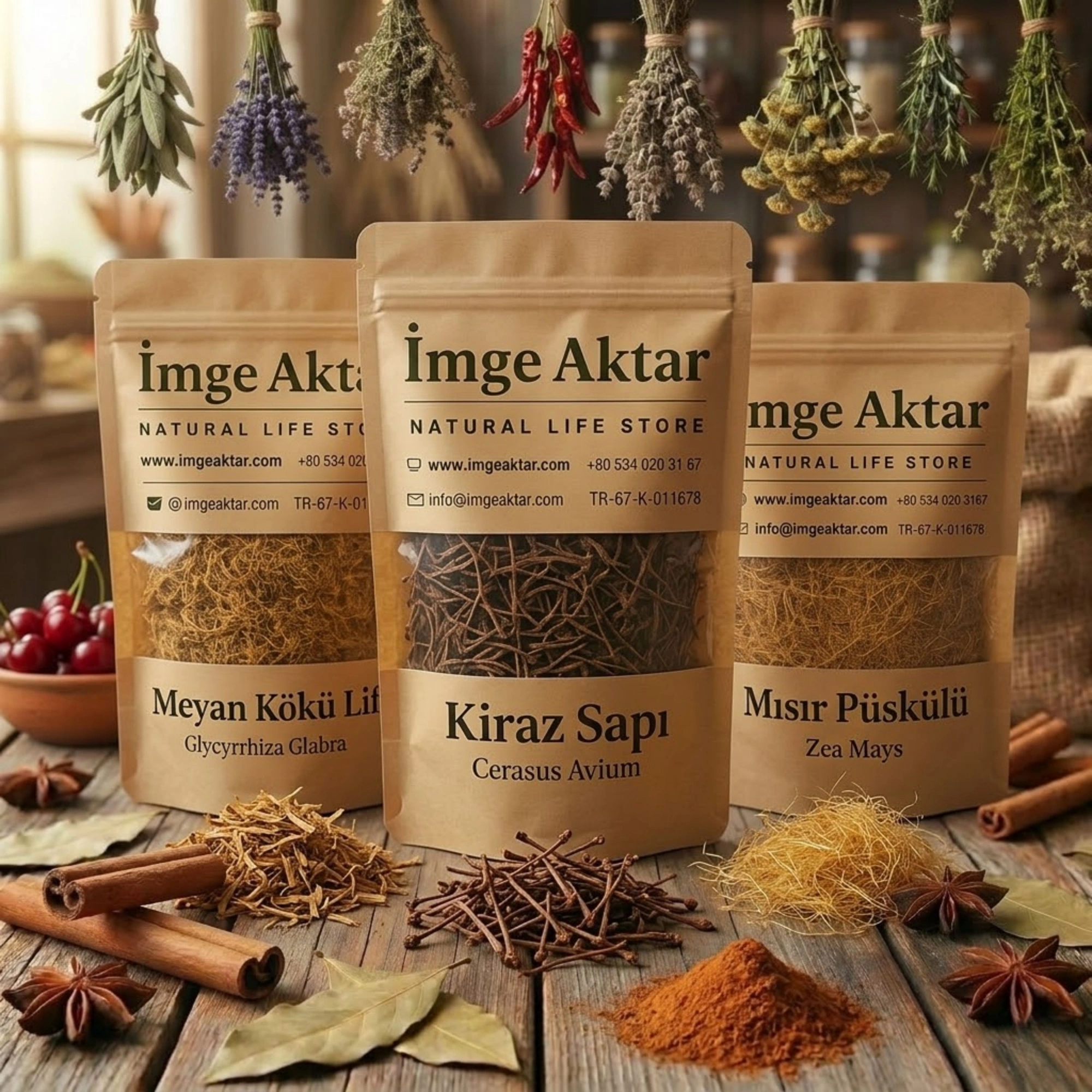 Mısır Püskülü - Kiraz Sapı - Meyan Kökü Lif 3lü Set (3x50 gr)