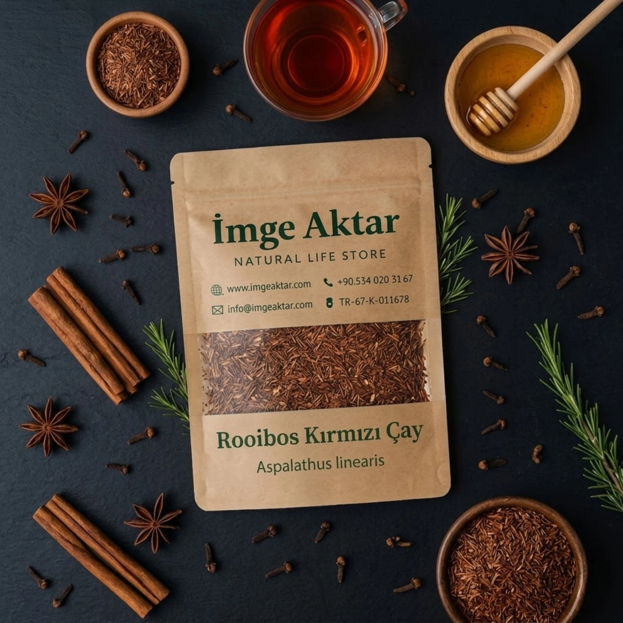 Rooibos Çayı (Kırmızı Çay) - Kafeinsiz & Doğal Güney Afrika Çayı 100g