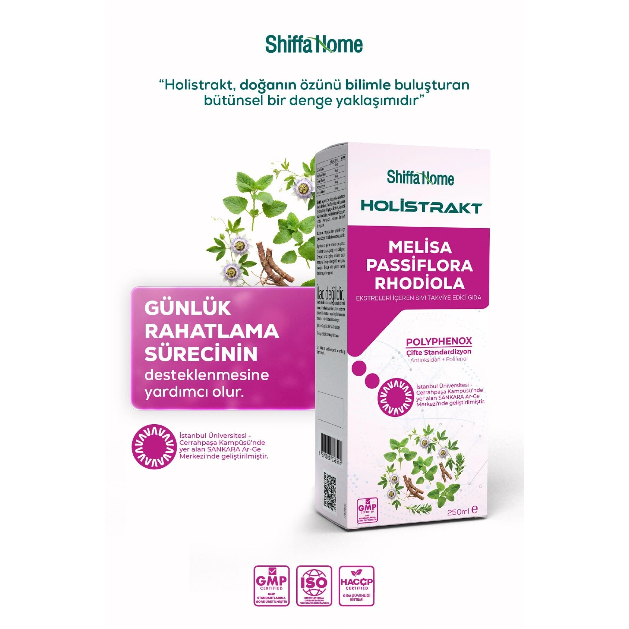 Shiffa Home Melisa, Passiflora ve Rhodiola İçeren Sıvı Ekstrakt 250 ML