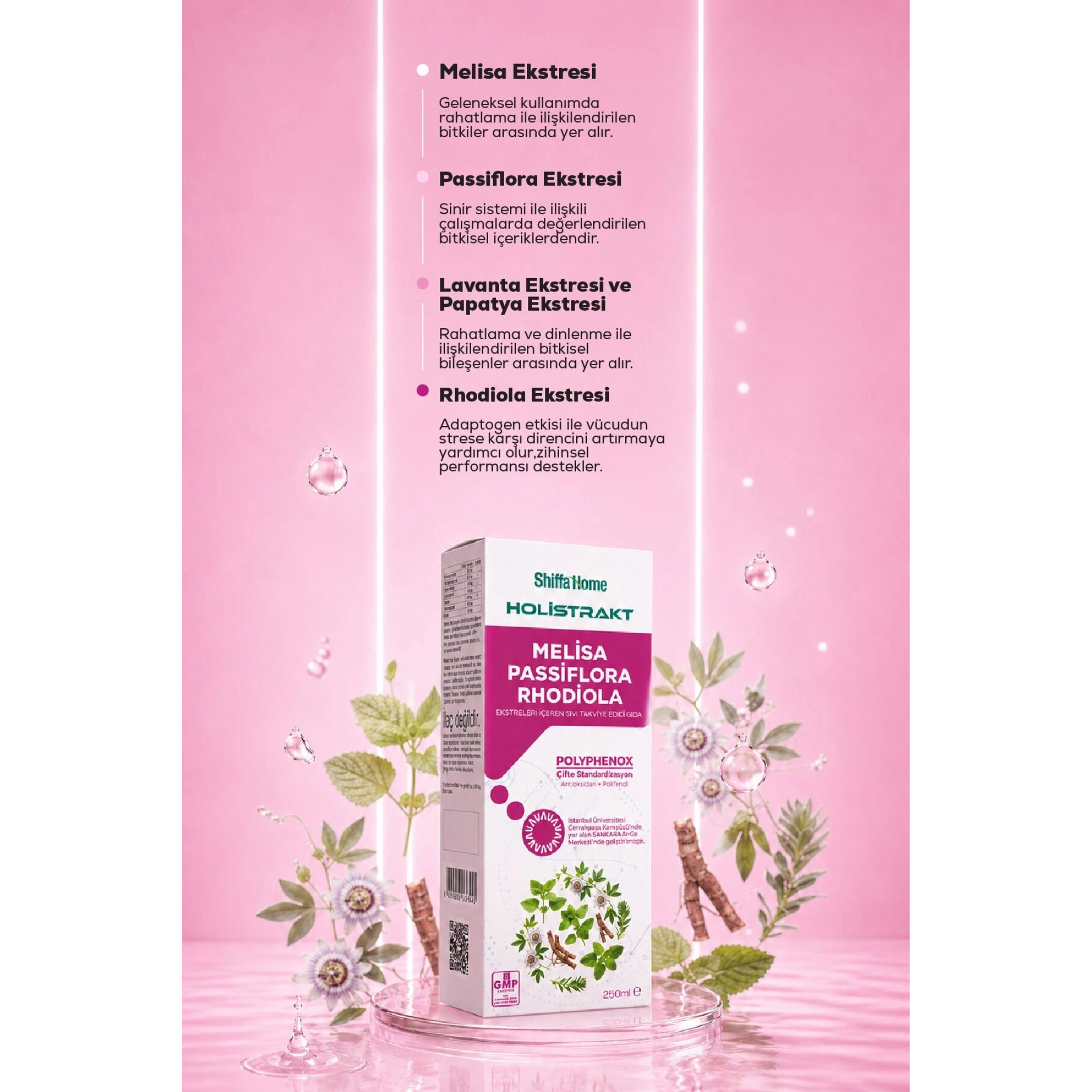 Shiffa Home Melisa, Passiflora ve Rhodiola İçeren Sıvı Ekstrakt 250 ML