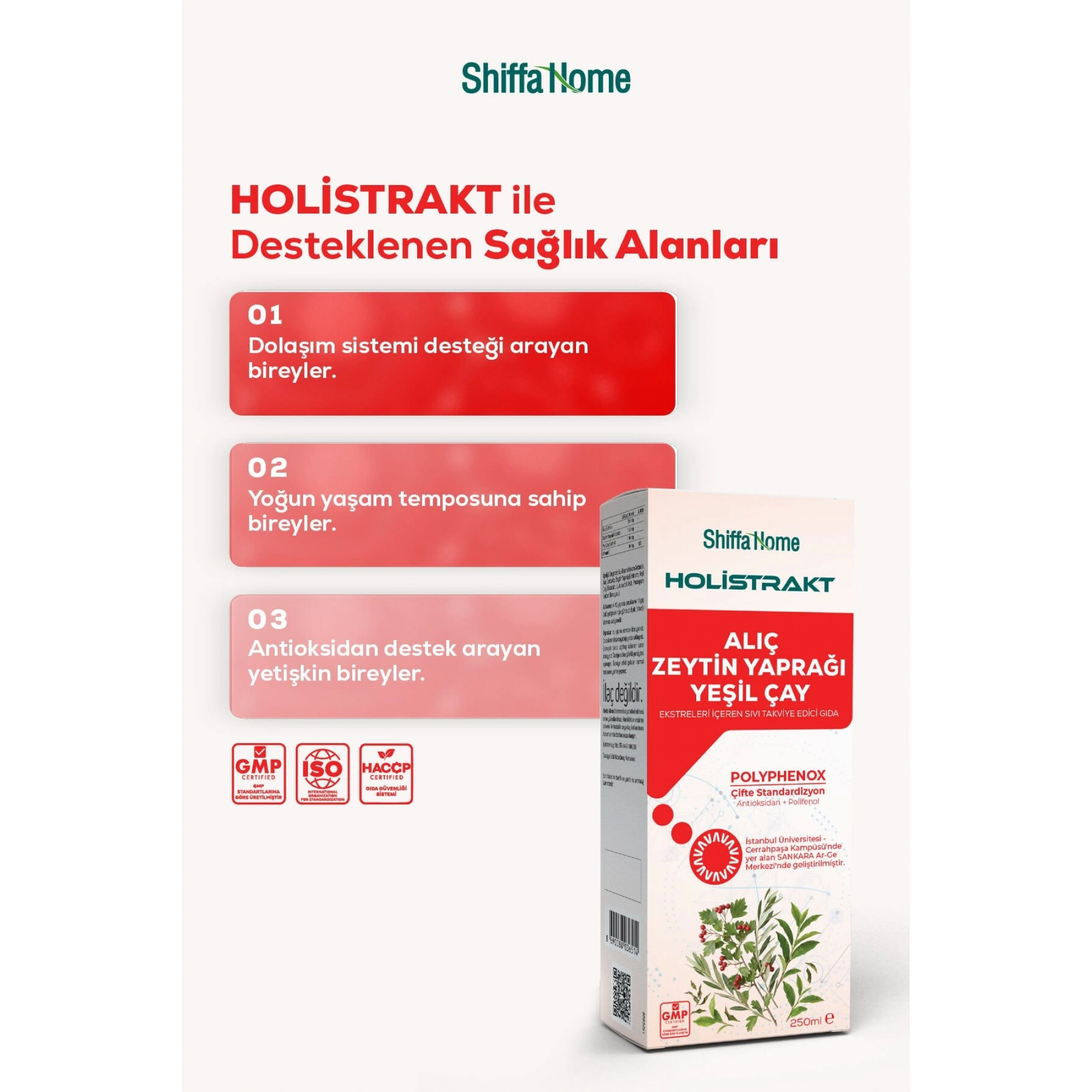 Shiffa Home Alıç, Zeytin Yaprağı ve Yeşil Çay İçeren Sıvı Ekstrakt 250 ML