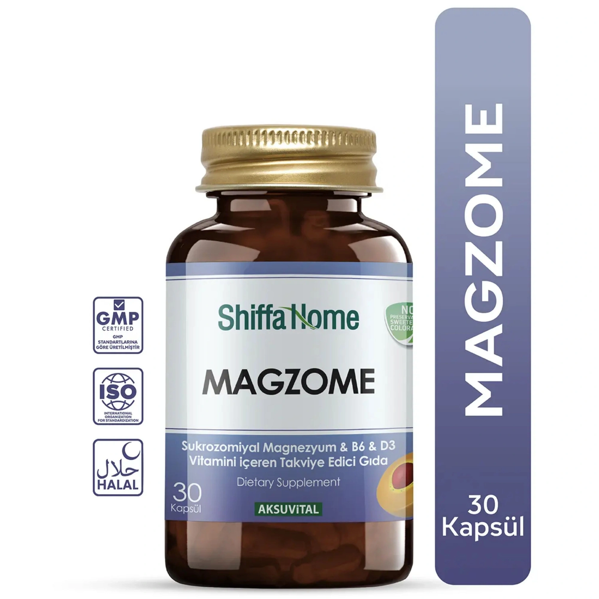 Shiffa Home Magzome Sukrozomiyal Magnezyum, B6 & D3 Vitamini 30 Kapsül