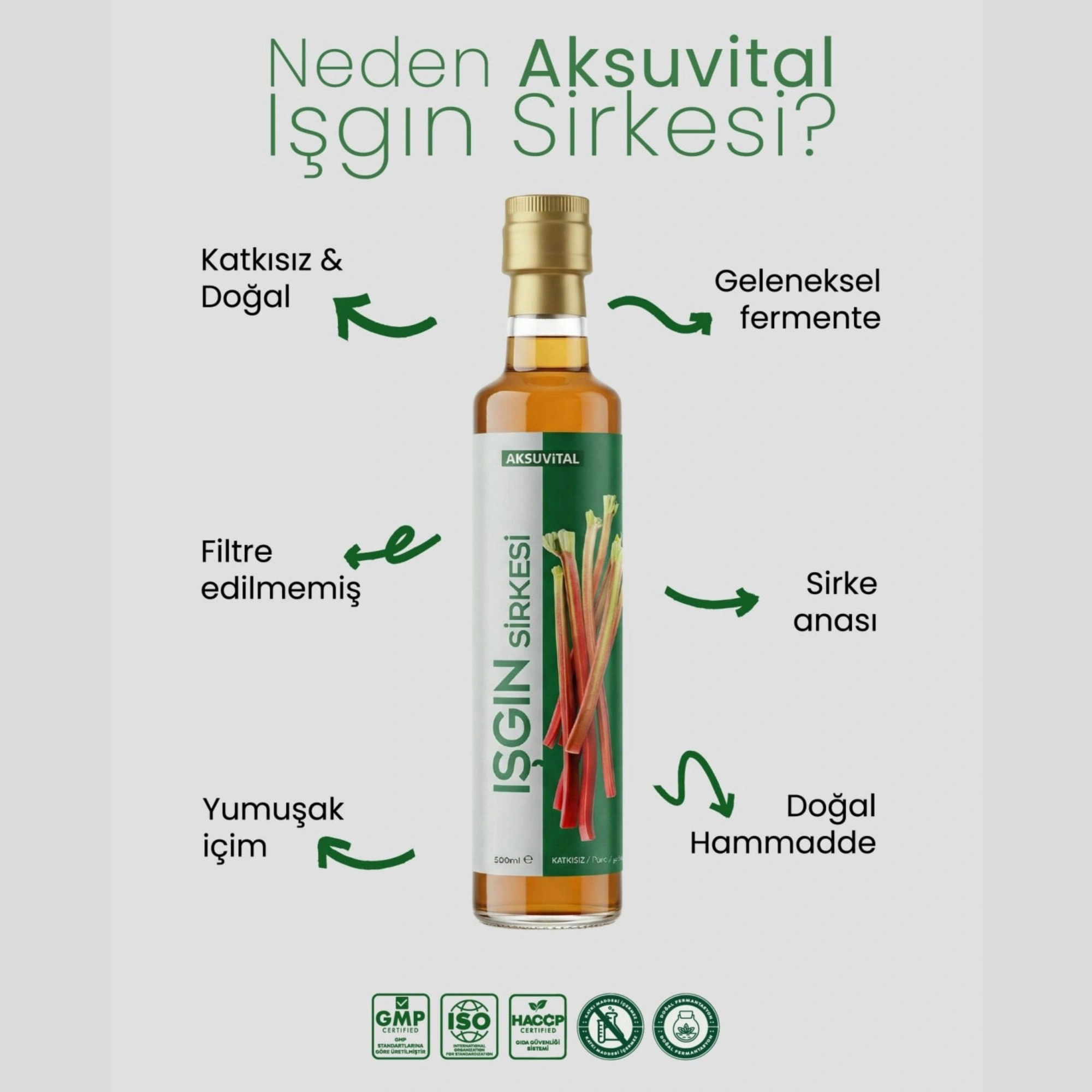 Aksuvital Işgın - Işkın Kökü Sirkesi Doğal Fermente 500 Ml