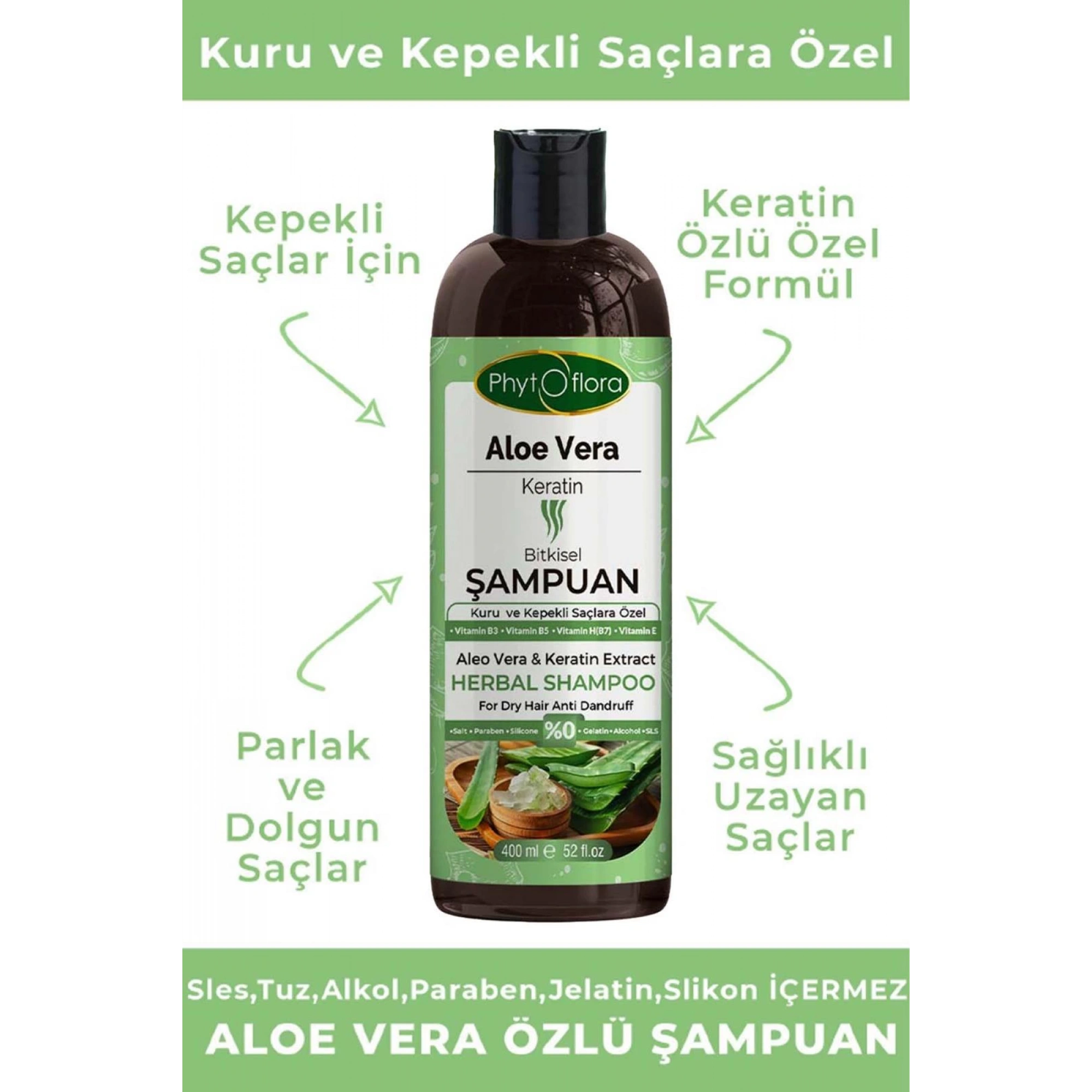 Phytoflora Aloe Vera ve Keratinli Bitkisel Şampuan 400 Ml