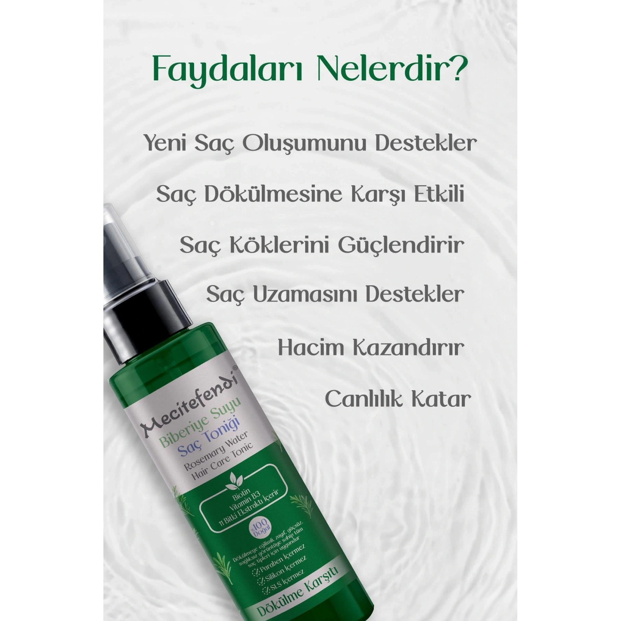 Mecitefendi Biberiye Suyu Saç Toniği ( 11 Bitki Ekstraklı ) 150 Ml