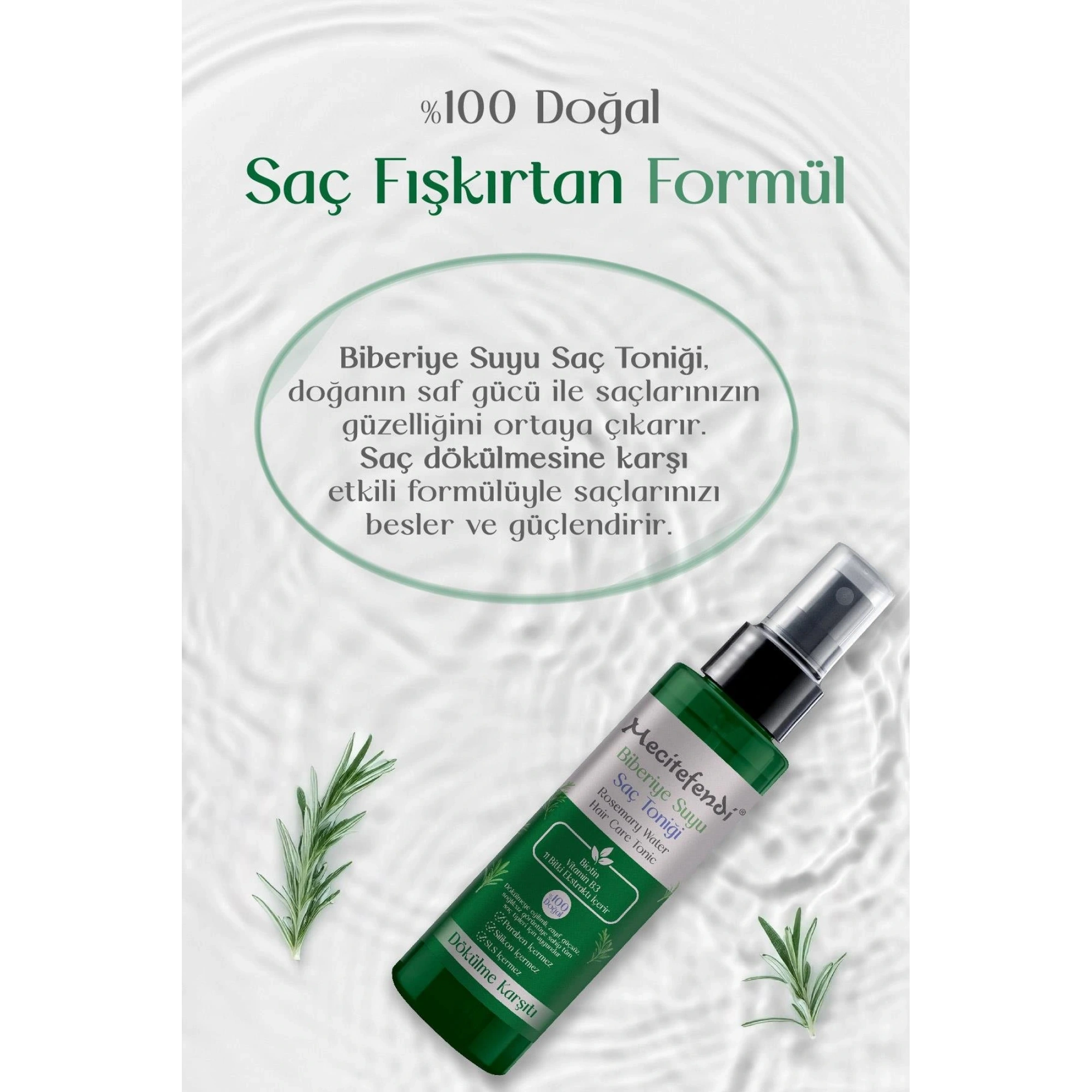 Mecitefendi Biberiye Suyu Saç Toniği ( 11 Bitki Ekstraklı ) 150 Ml