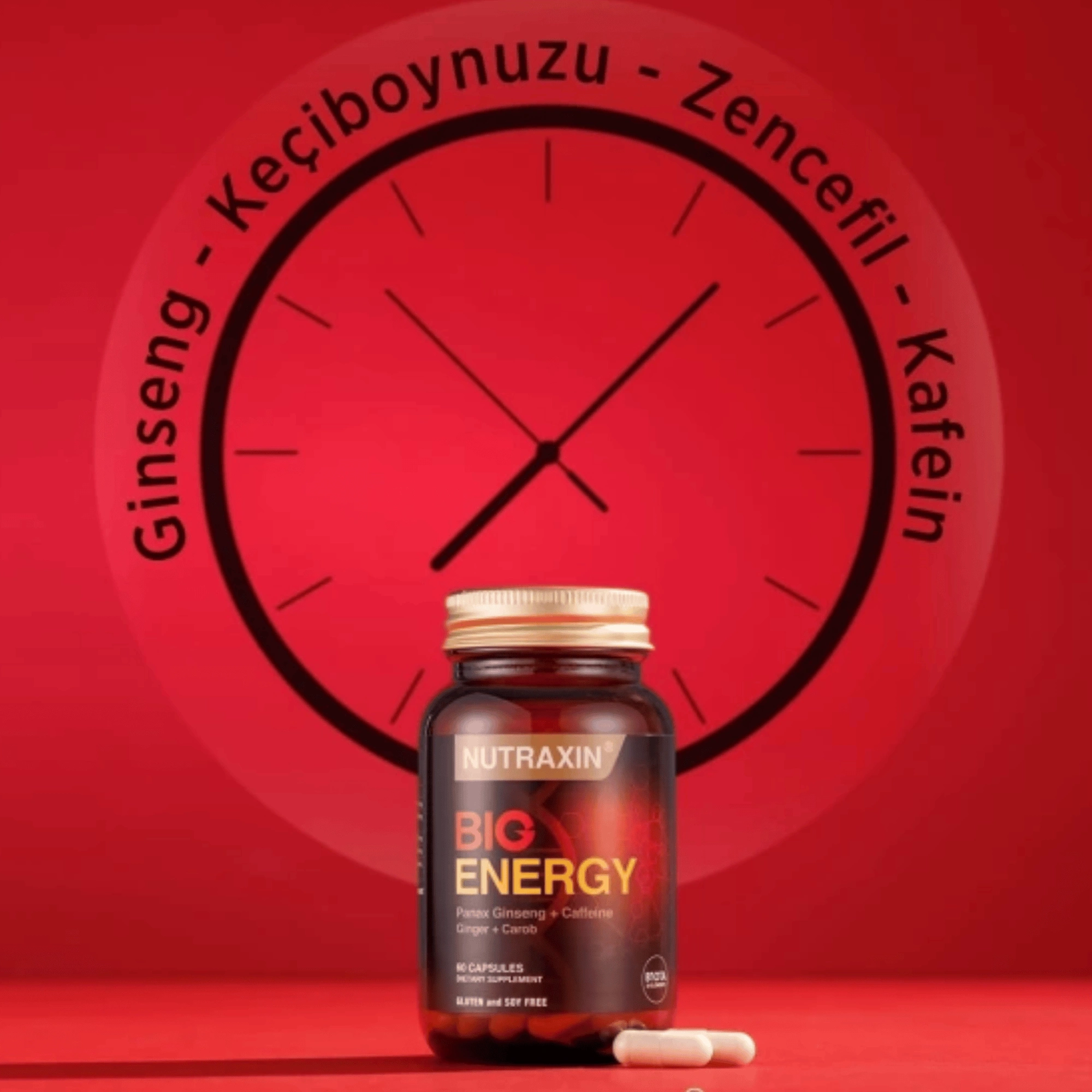 Nutraxin Big Energy - Kafein, Ginseng ve Keçiboynuzu İçeren Takviye 60 Tablet