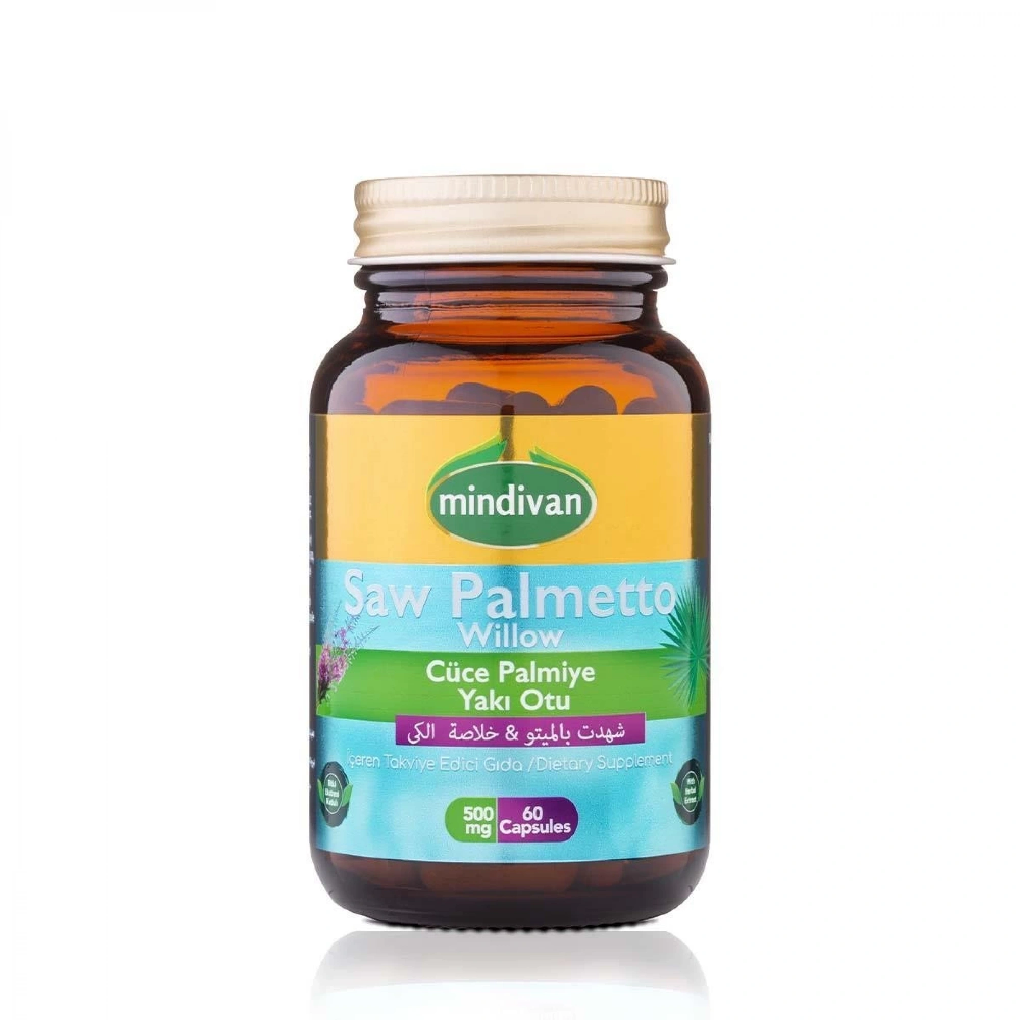 Mindivan Cüce Palmiye (Saw Palmetto) ve Yakı Otu Ekstresi - 500 Mg 60 Kapsül