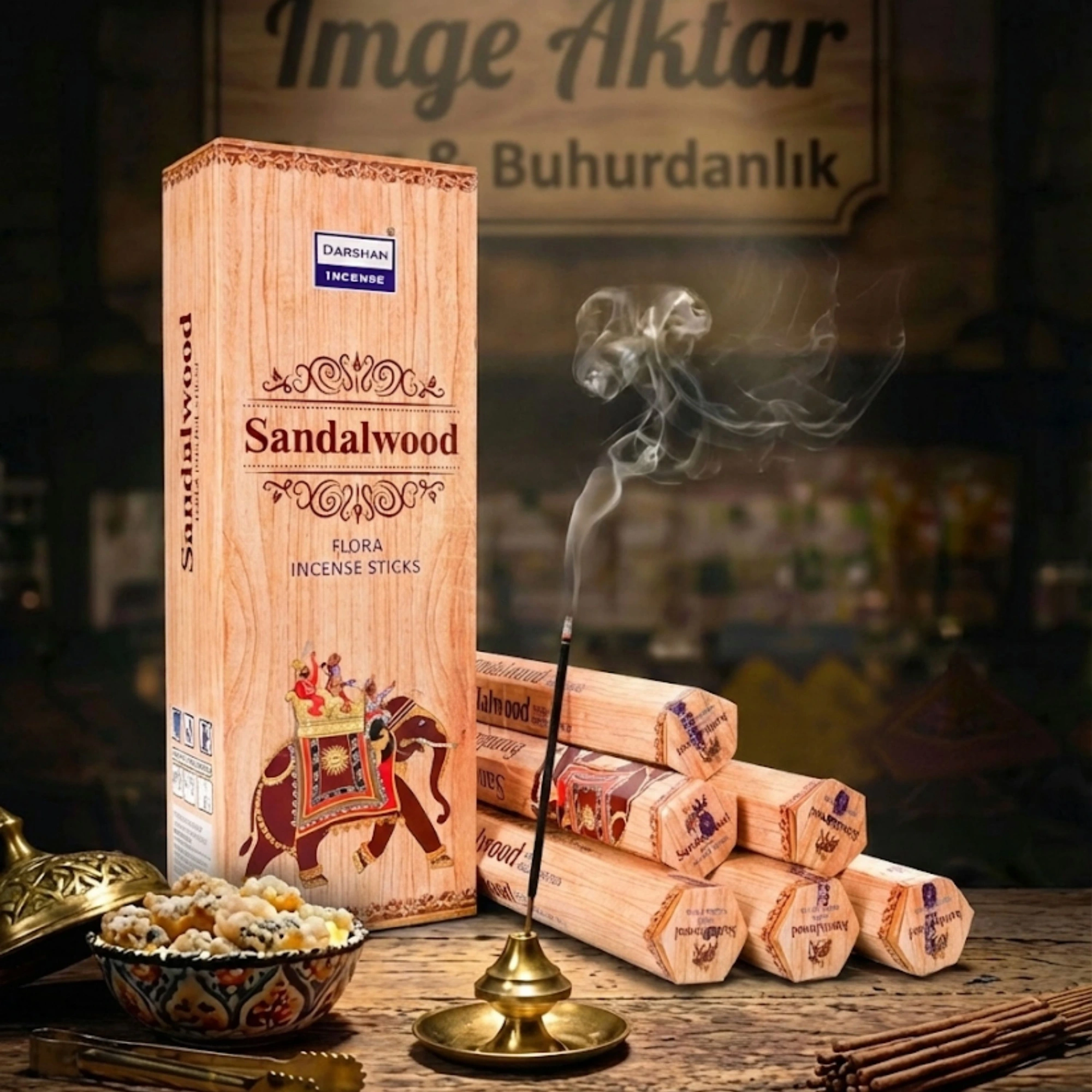 Darshan Sandalwood (Sandal Ağacı) Çubuk Tütsü (20li Paket) - Klasik Odunsu