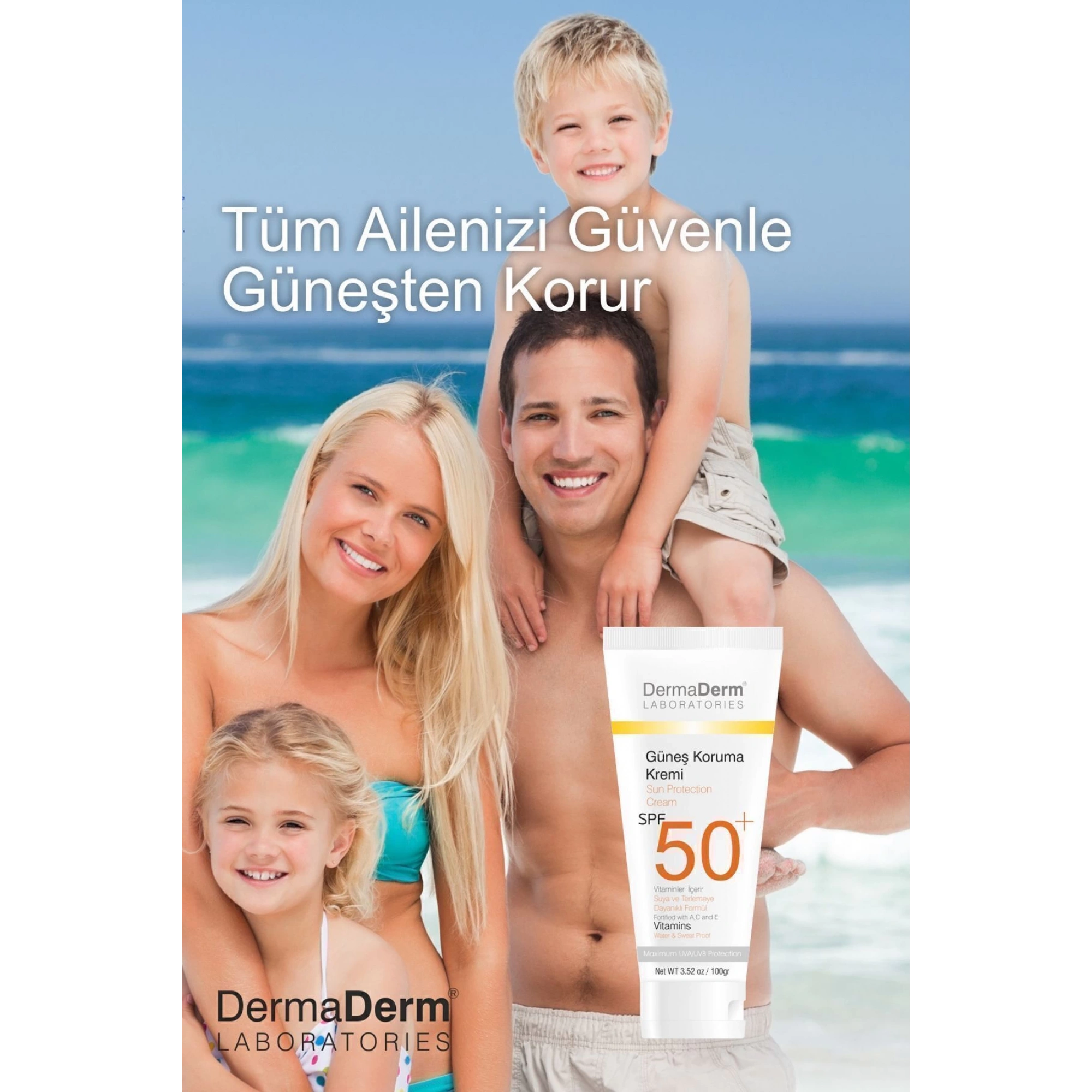 Dermaderm Güneş Koruma Kremi Spf 50+ Faktör 100 Ml - Yüksek Koruma