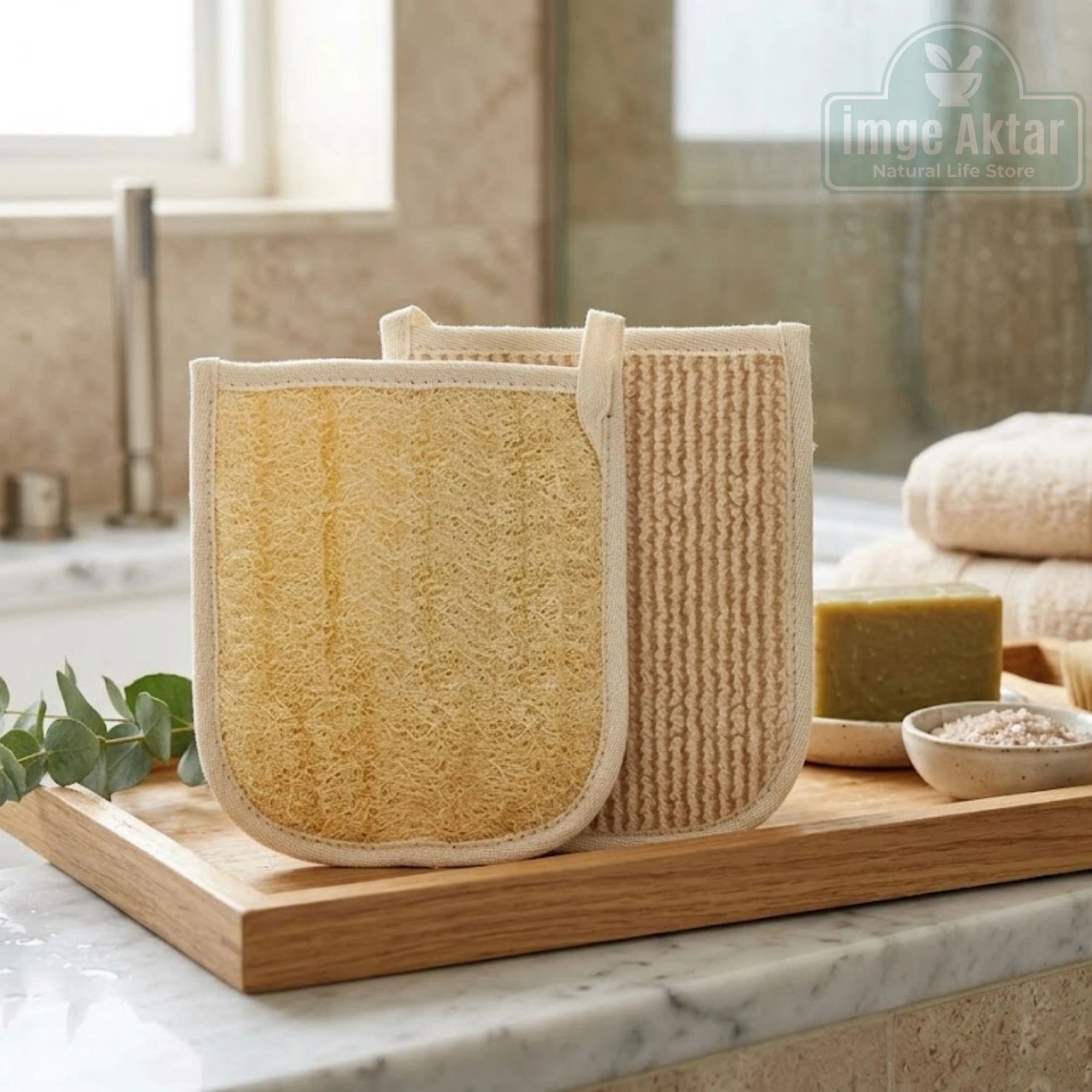 Doğal Kabak Lifi Eldiven Kesesi - Banyo Eldiveni 24x17 cm