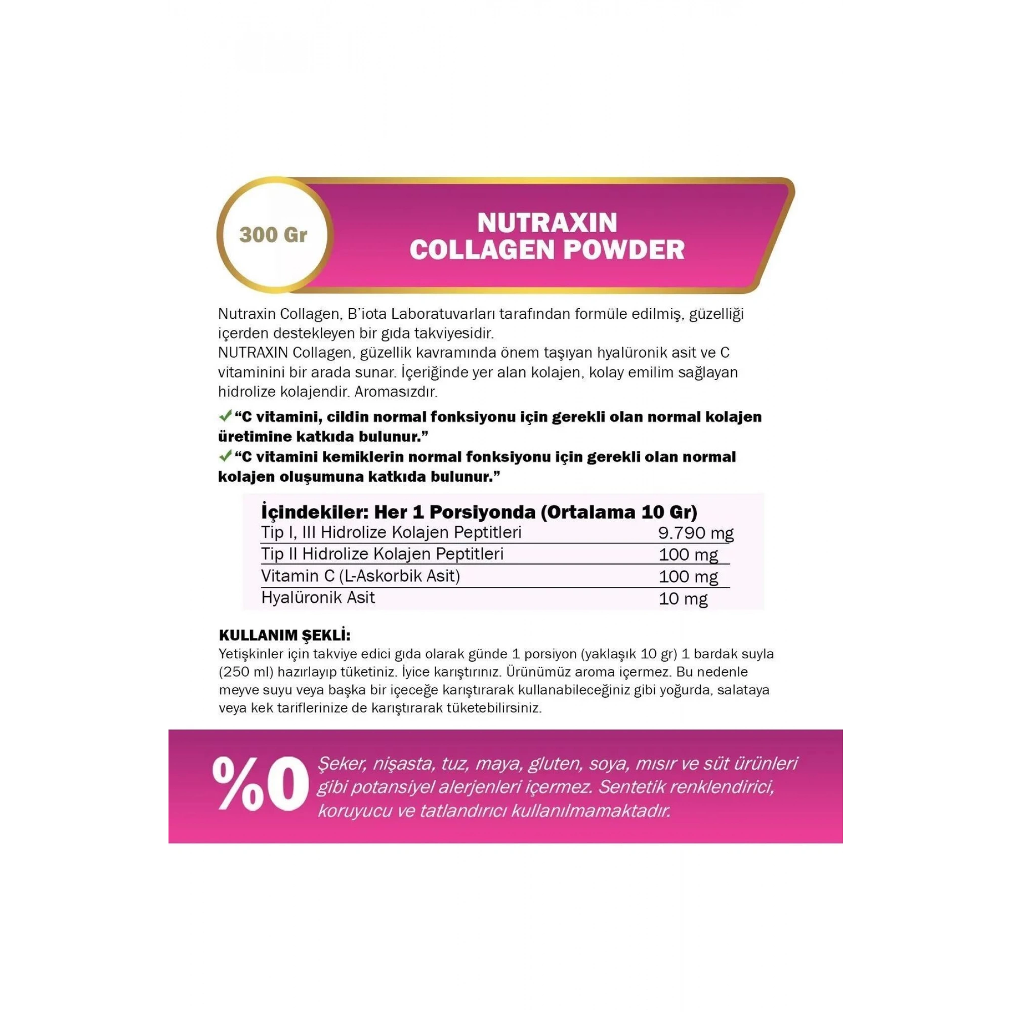 Nutraxin Hidrolize Kolajen Powder 300 gr