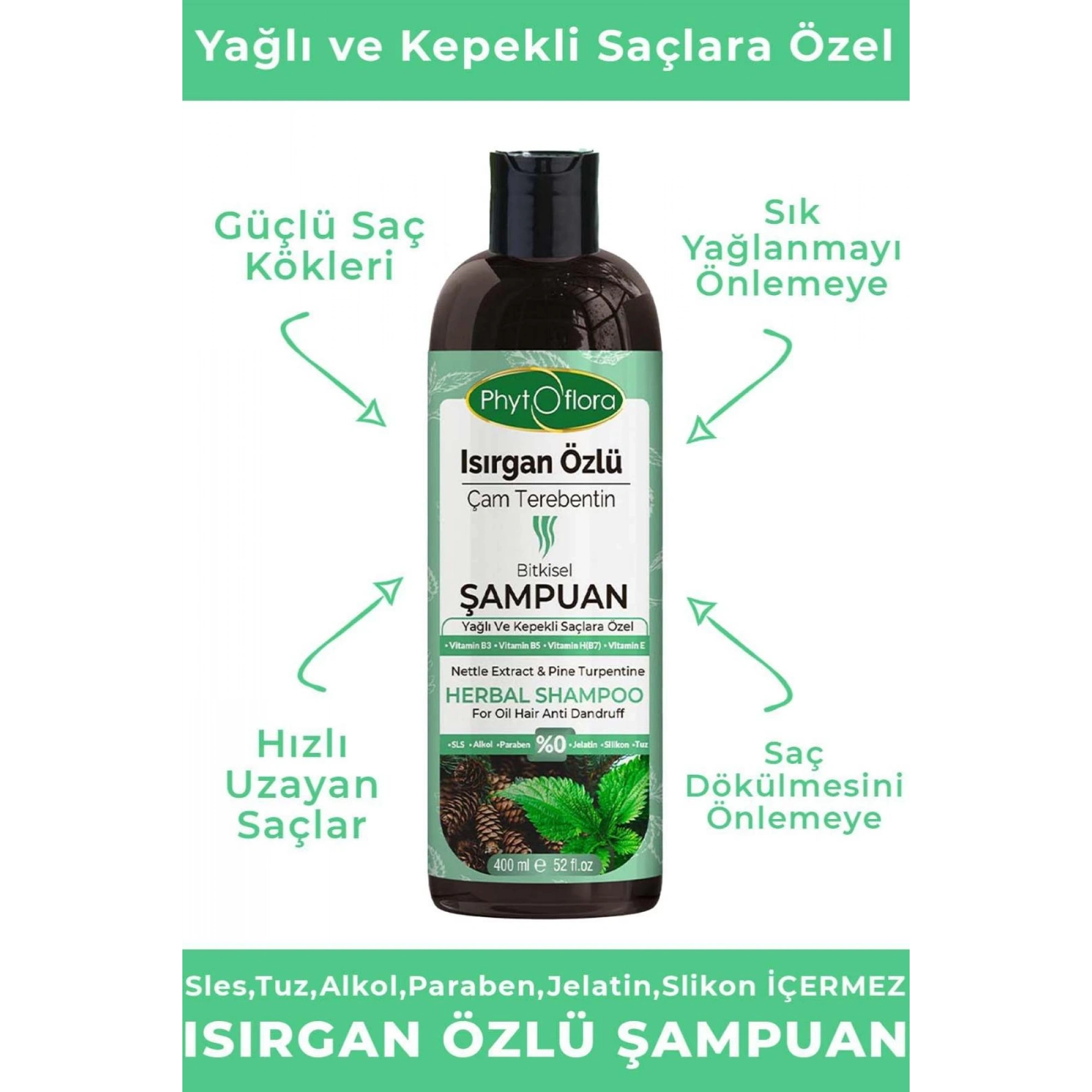 Phytoflora Isırgan Otu ve Çam Terebentin Özlü Bitkisel Şampuan 400 Ml