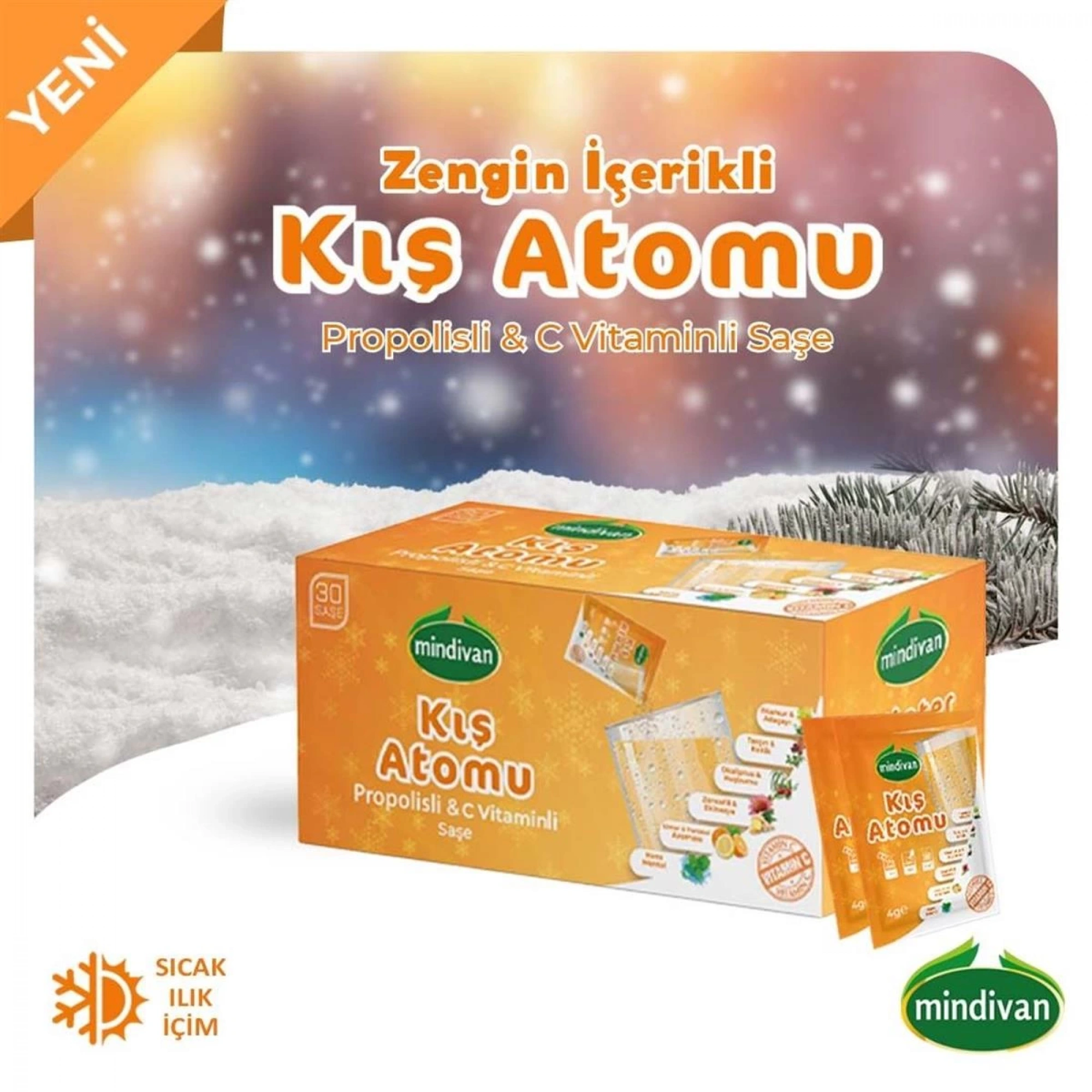 Mindivan Kış Atomu - Propolis ve C Vitamini İçeren İçecek Tozu (30 Saşe)