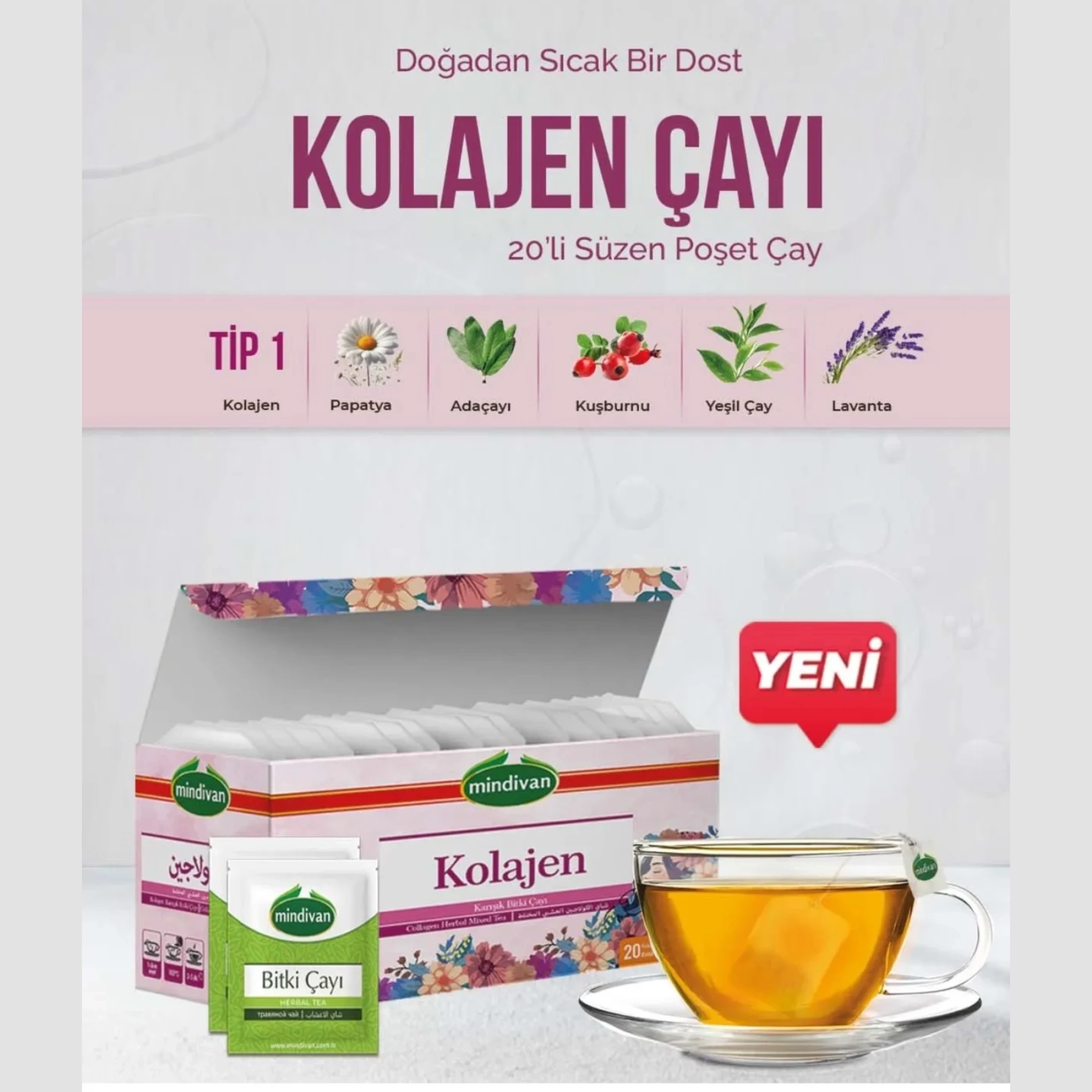Kolajen Çayı 20li Süzen Poşet Çay Tip 1 Collegen İçerikli