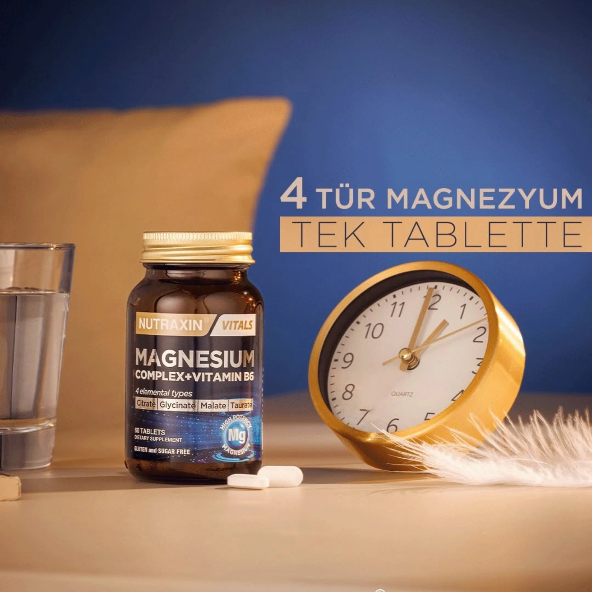 Nutraxin Magnezyum Complex 60 Tablet - 4 Farklı Magnezyum Desteği