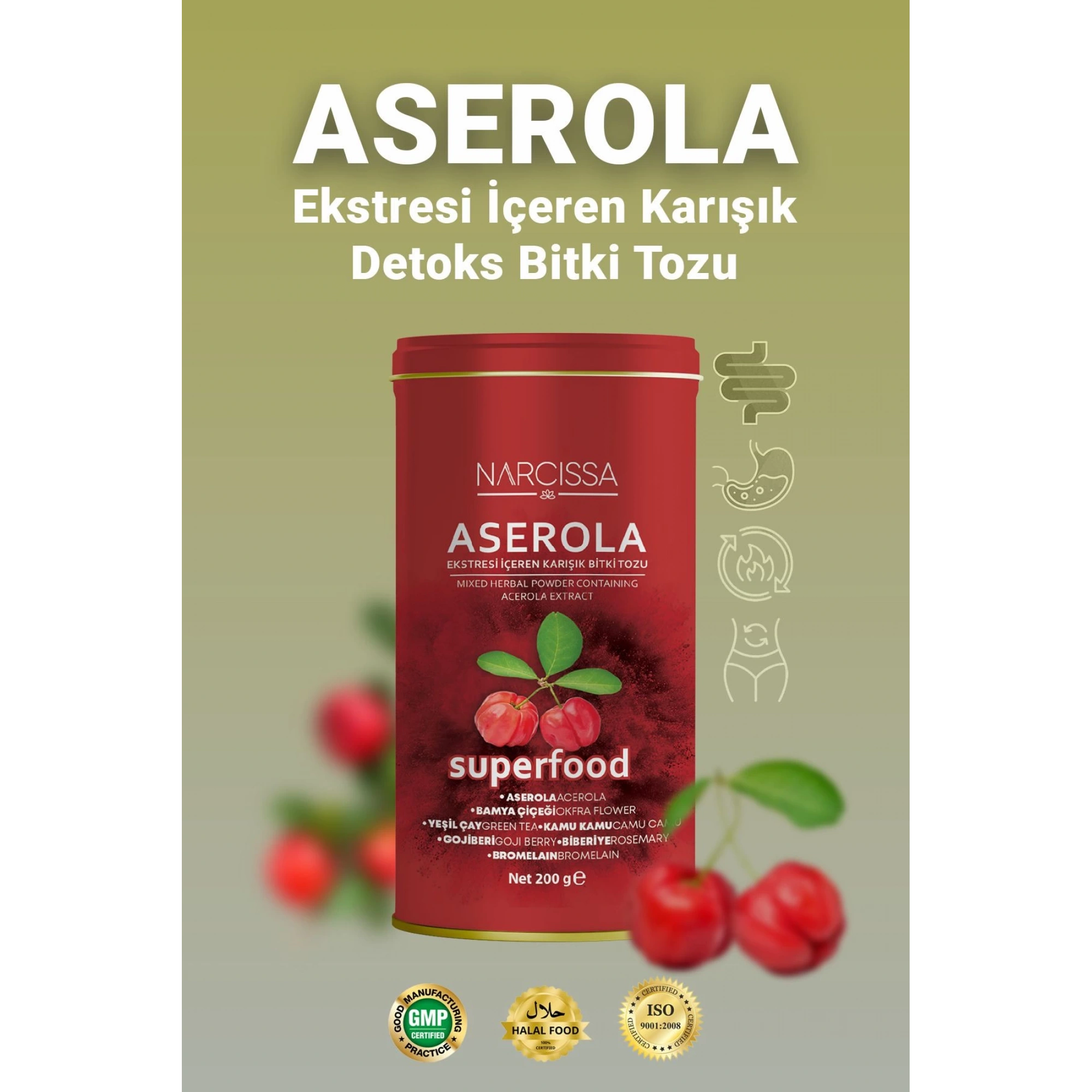 Narcissa Aserola Ekstresi içeren Karışık Bitki Tozu 200g