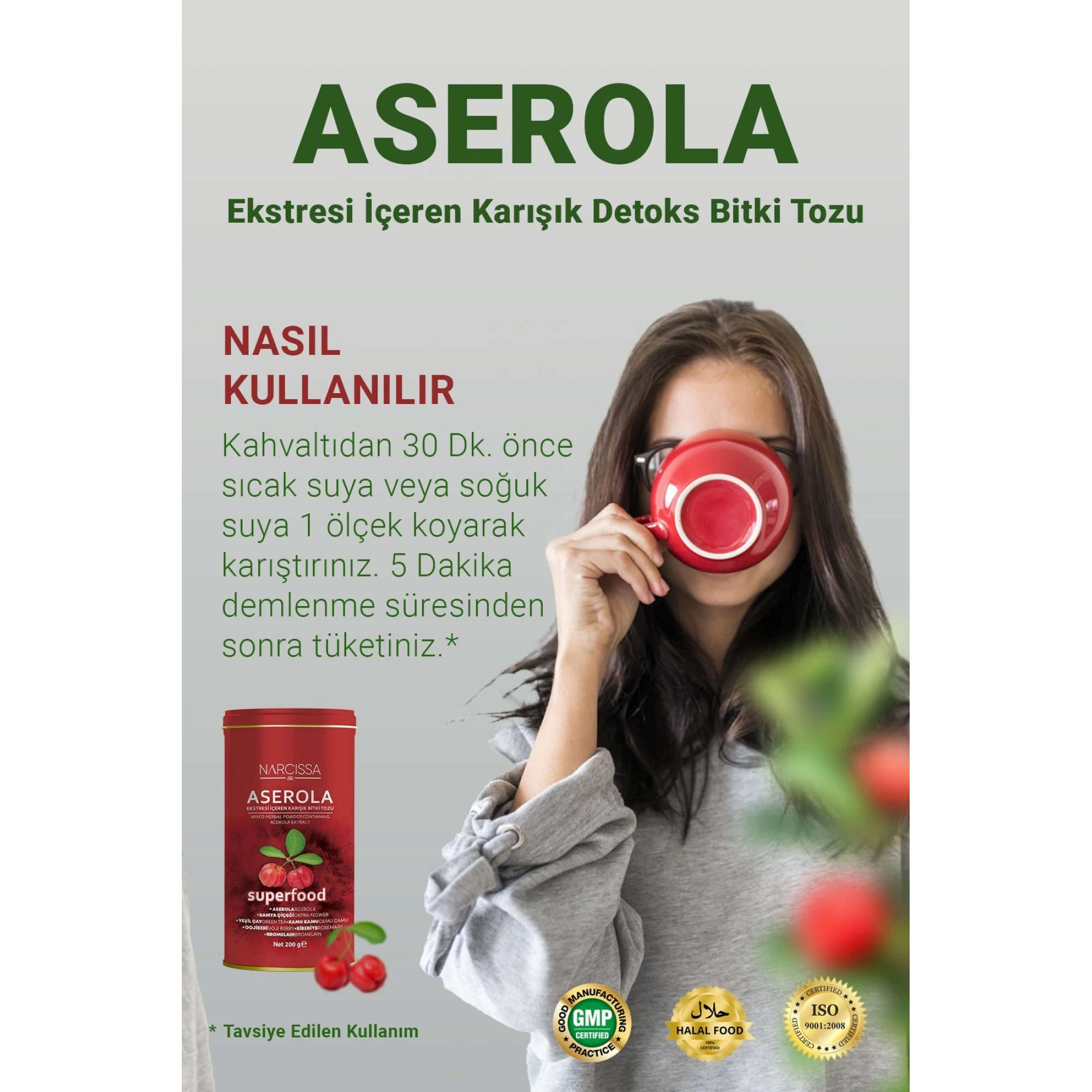 Narcissa Aserola Ekstresi içeren Karışık Bitki Tozu 200g