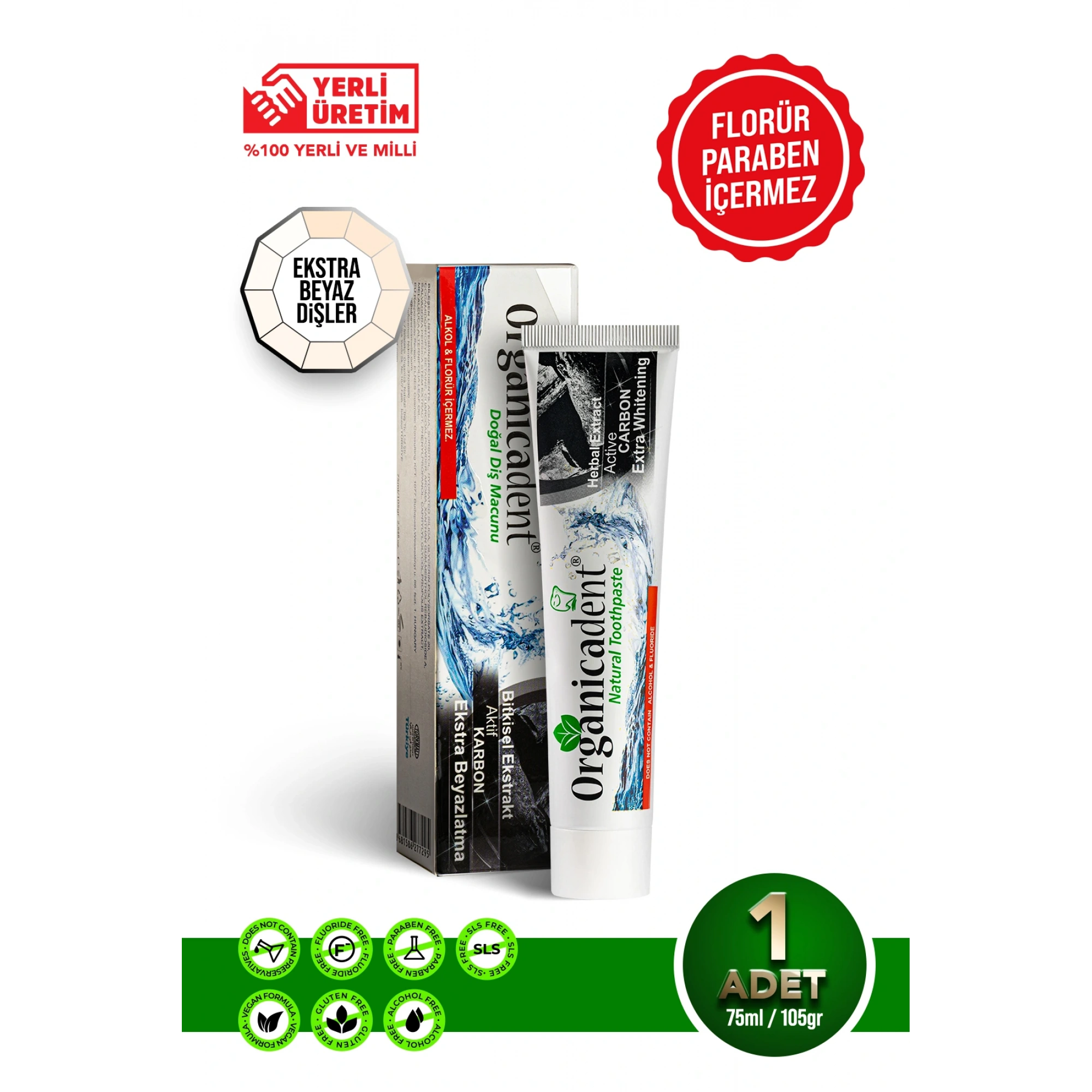 Organicadent Aktif Karbonlu Doğal Diş Macunu 75 Ml