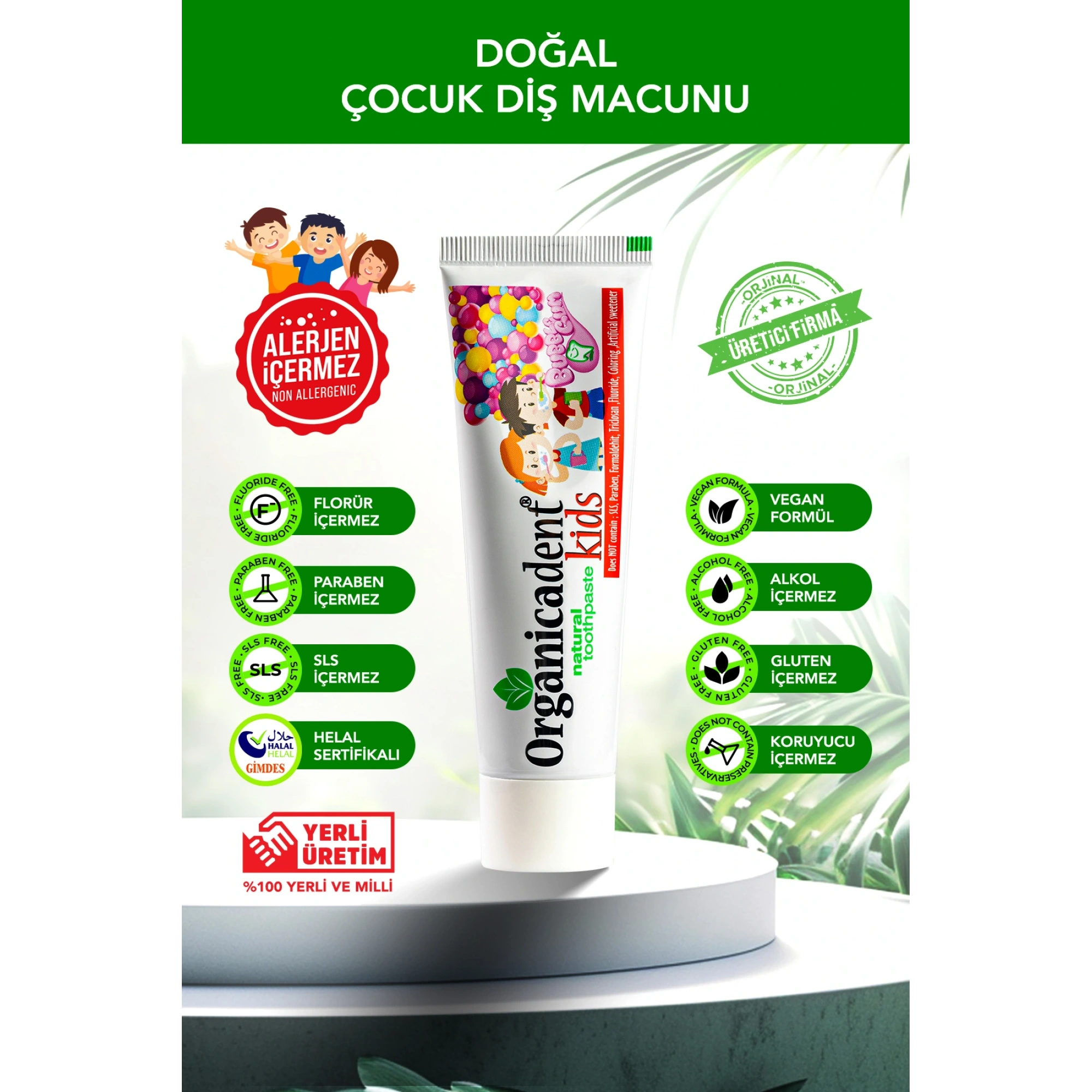 Organicadent Doğal Çocuk Diş Macunu 50 Ml - GİMDES Sertifikalı ve Florürsüz