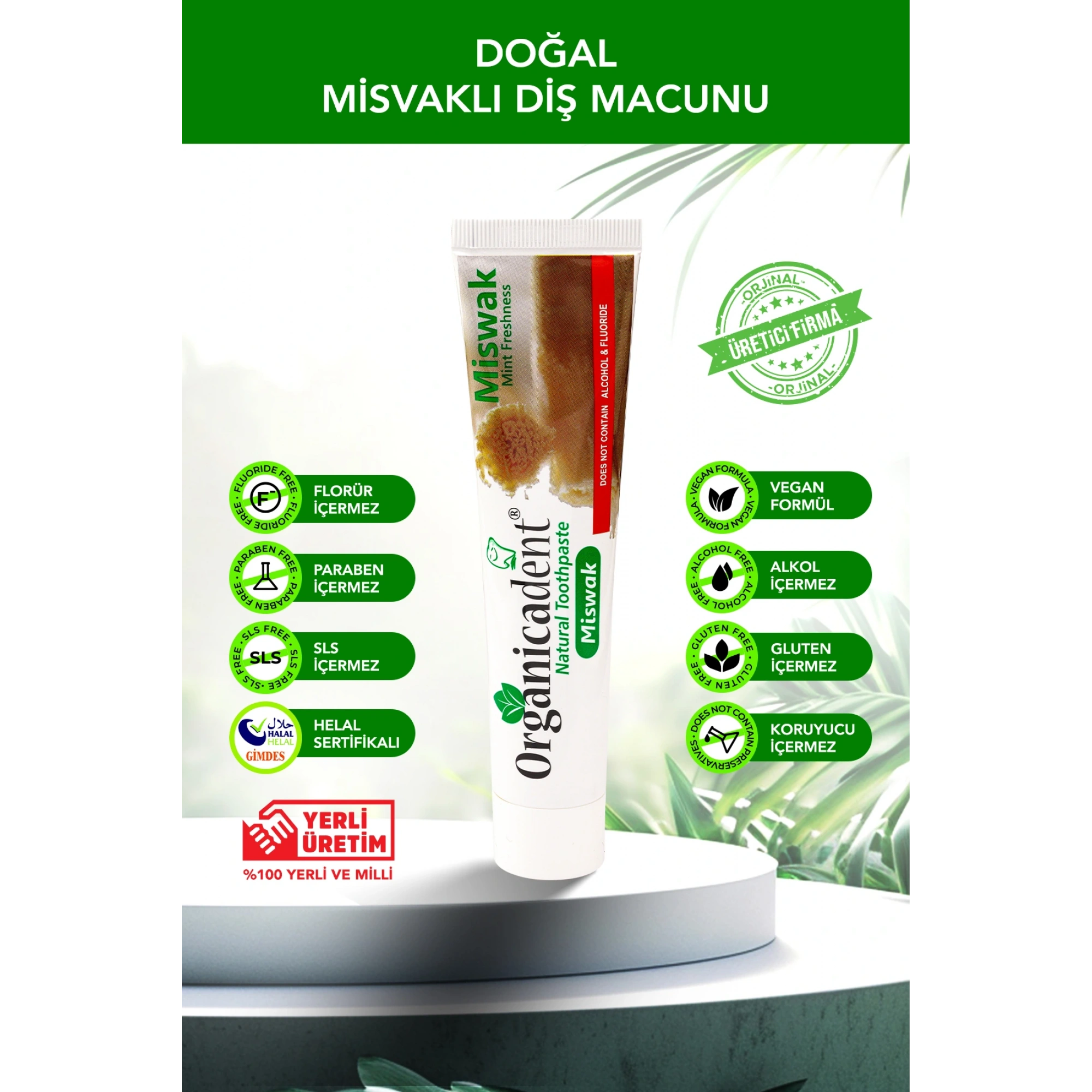 Organicadent Misvaklı Doğal Diş Macunu 75 Ml - GİMDES Sertifikalı ve Florürsüz
