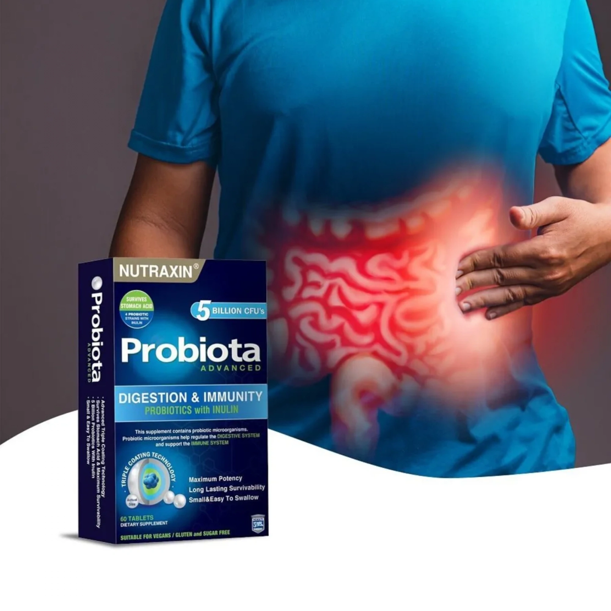 Nutraxin Probiota Advanced - Probiyotik Takviyesi 60 Tablet - Üç Katmanlı Teknoloji