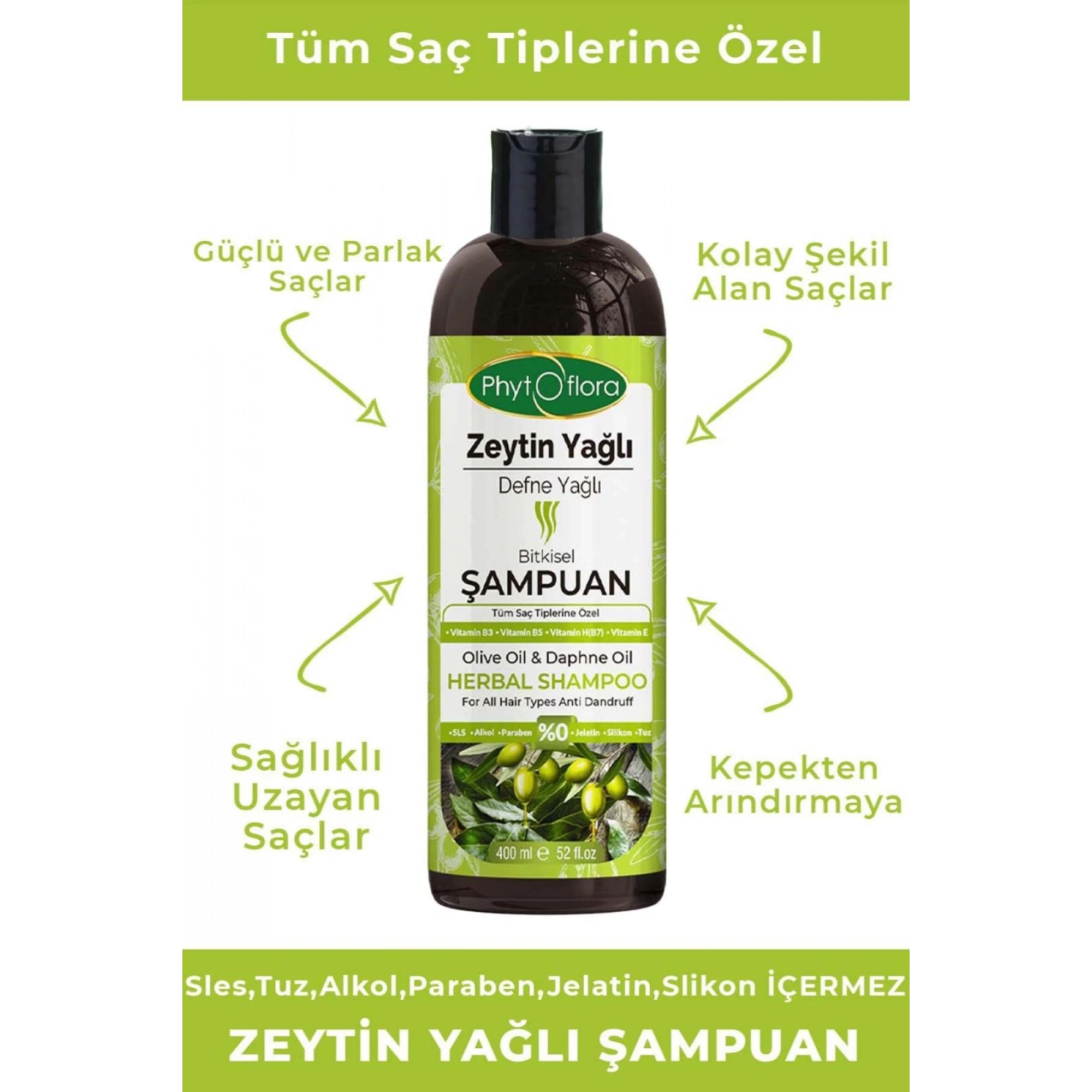 Phytoflora Zeytinyağlı ve Defne Yağlı Bitkisel Şampuan 400 Ml