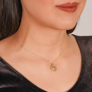 14 Ayar Kalpli Yuvarlak Kolye