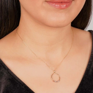 8 Ayar Kalem Desenli Yonca Kolye