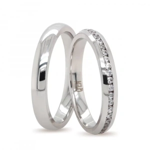 Beyaz Altın Tamtur Taş İşlemeli Kadın Alyans