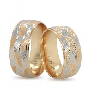 Çift Renkli Su Yolu Desenli Kadın Alyans