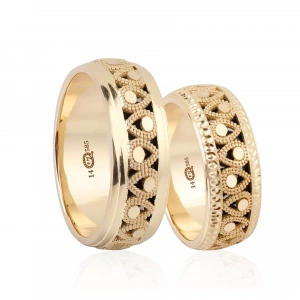 Damla Desenli Sarı Altın Kadın Alyans