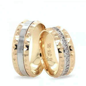 Desenli Tamtur Şeritli Nişan Yüzüğü Kadın Alyans