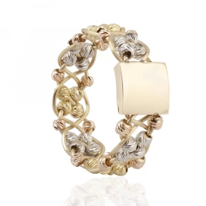 Dorika Toplu Sarı Altın Plakalı Kadın Alyans