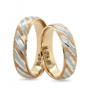 İki Renkli Eğik Kesme Şeritli Parlak Kadın alyans