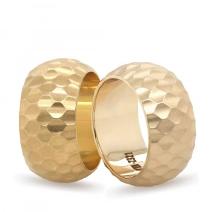 Sarı Altın Altıgen Petek Desenli Kadın Alyans