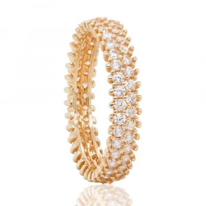 Sarı Altın Çift Sıra Tamtur Kadın Alyans