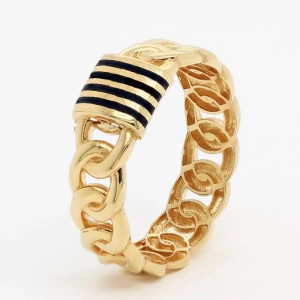 Sarı Altın Mineli Şerit Çizgi Kadın Alyans