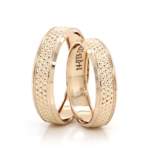 Sarı Altın Oyma Şeritli Kadın Alyans