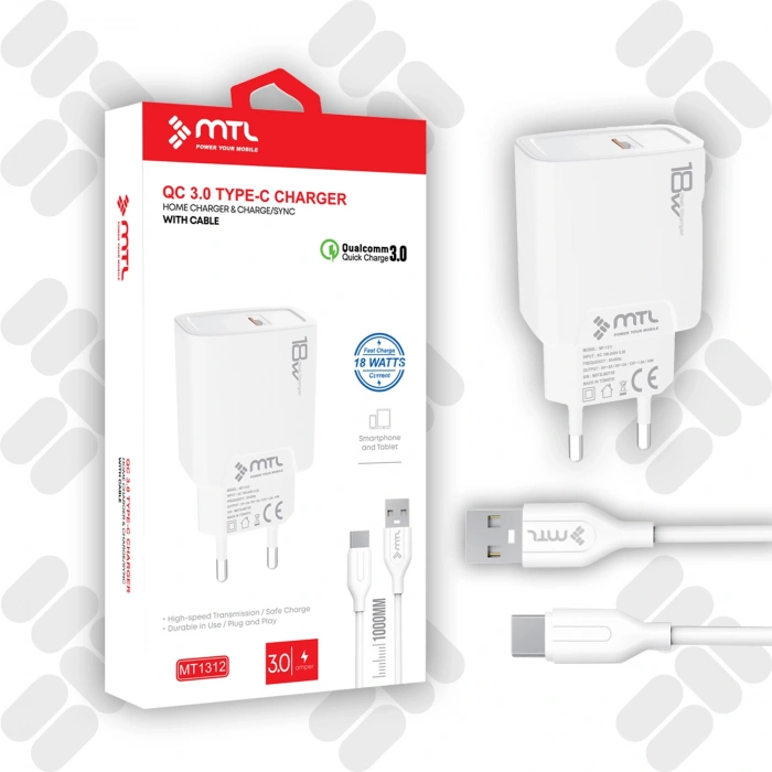 MT1312 18W QC 3.0 HIZLI TYPE-C USB EV ŞARJ CİHAZI