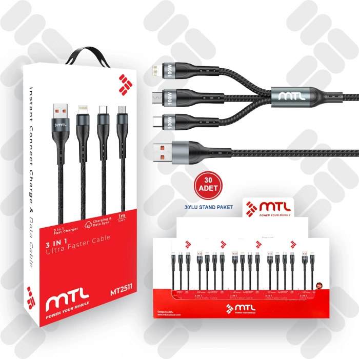 MT2511 3İN1 Şarj Data Kablo