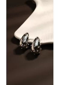 Taşlı Silver Botte Küpe