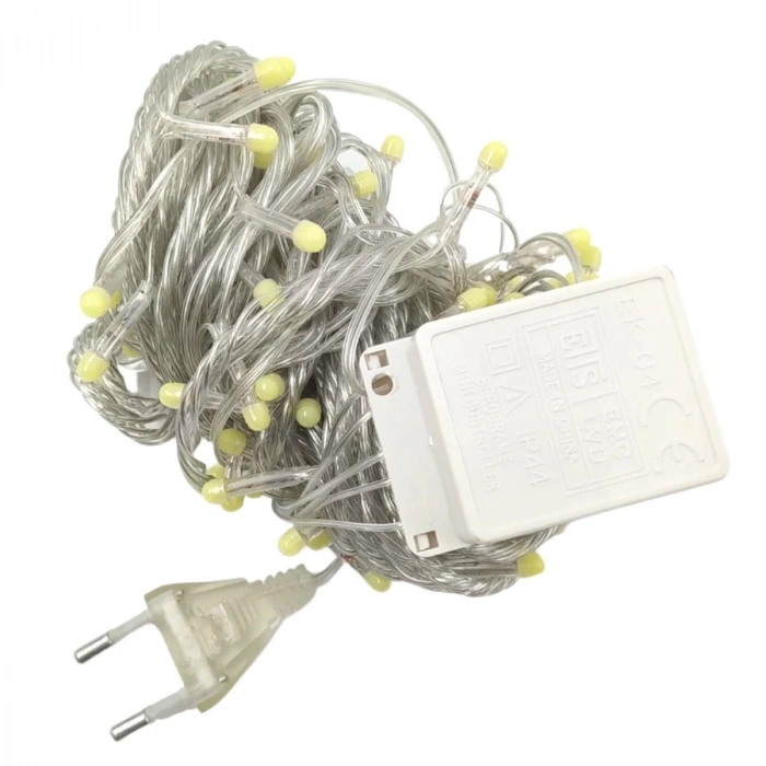 10 M 100 Led Damla Uçlu Led Işık Beyaz Işık Şeffaf Kablo